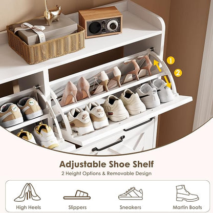 Nicetree Shoe Cabinet with 4 Flip Drawers, Freestanding Shoe Organizer Cabinet - Image 7