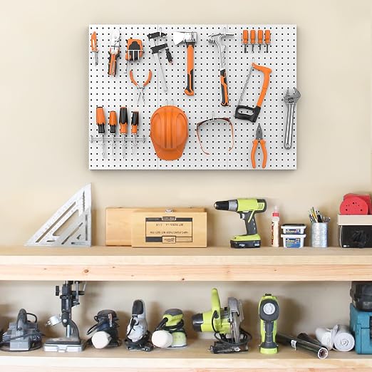 Pegboard Smith Metal Pegboard Panels 12" x 24", 3 Pack Grey Wall Mounted Tool - Image 2
