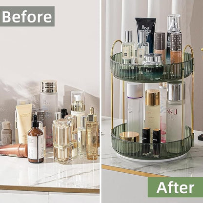 360° Rotating Makeup Organizer for Vanity, Large Capacity Bathroom Countertop - Image 3