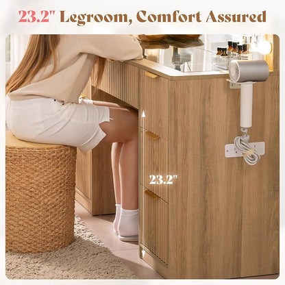AMERLIFE 47.2" Fluted Vanity Desk - Image 8