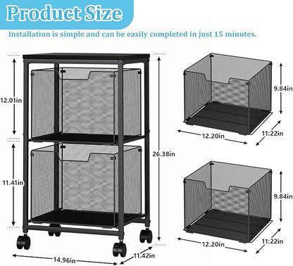 Sbanmao Rolling File Cart with 2 Storage Drawers, Mobile File Cabinet with - Image 2