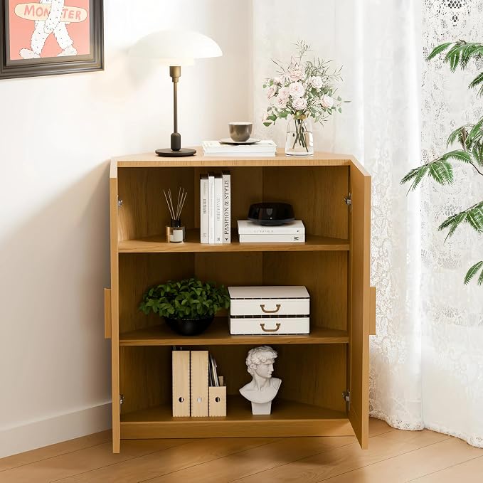 Casaphoria Farmhouse Corner Cabinet, Wooden Corner Storage Cabinet - Image 5