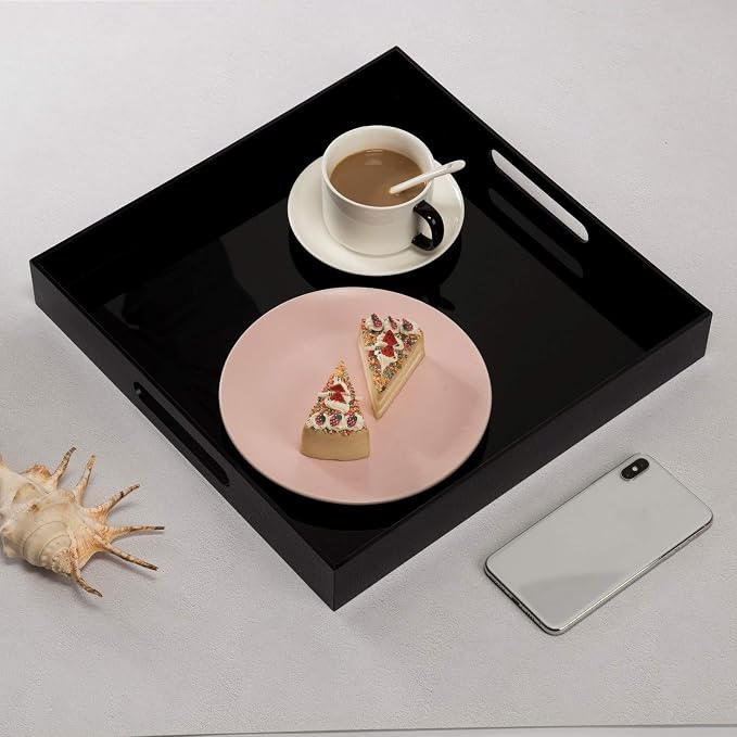 Glossy Black Acrylic Serving Tray - Image 7
