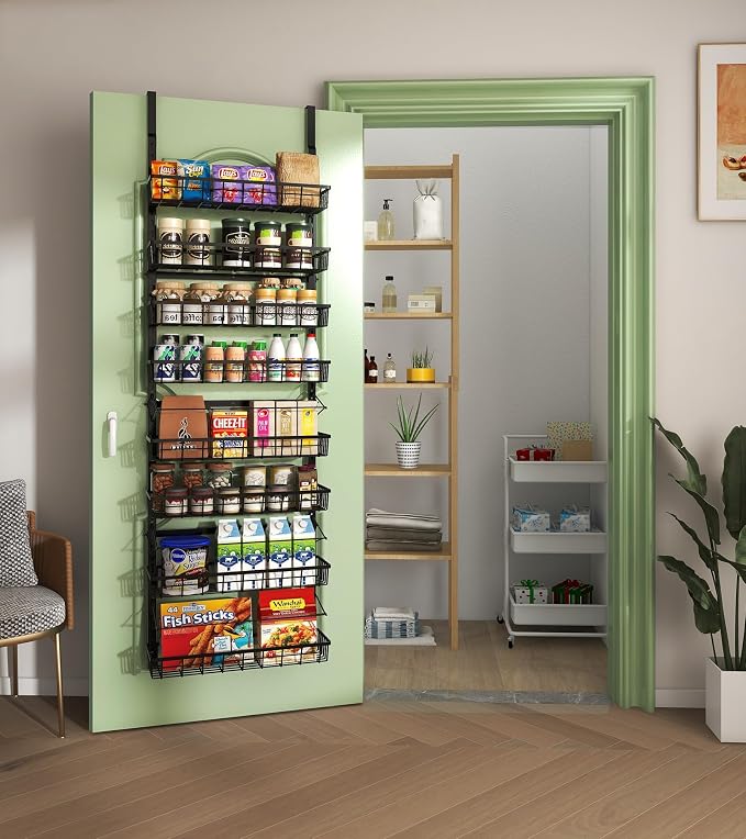 Mefirt Over The Door Pantry Organizer, Wall Mount Spice Rack 8-Tier Black | - Image 9