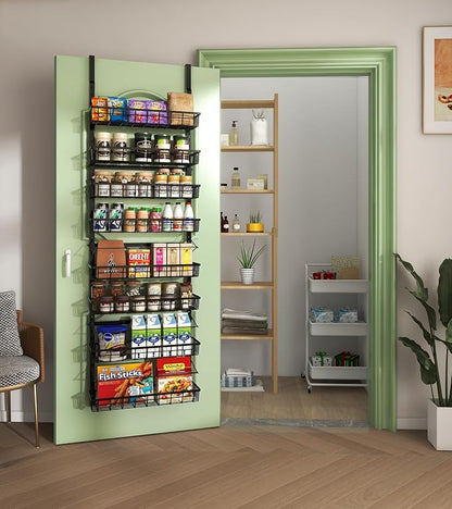 Mefirt Over The Door Pantry Organizer, Wall Mount Spice Rack 8-Tier Black | - Image 9