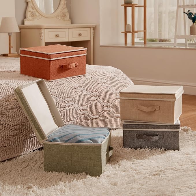 Storage Bins with Lid, Foldable Clothing Storage Box case with Handle - Image 5