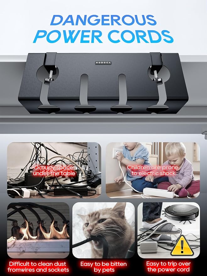 NODOCA No Drill Under Desk Cable Management Tray, Punch-Free Clamp on, Metal - Image 2