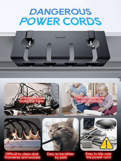 NODOCA No Drill Under Desk Cable Management Tray, Punch-Free Clamp on, Metal - Image 2