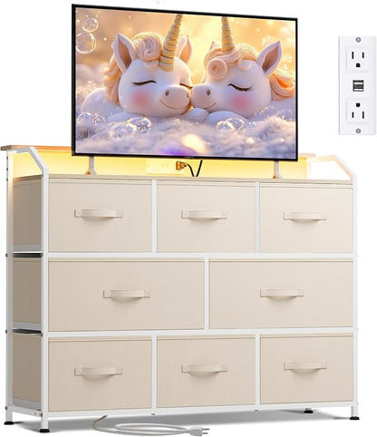 WLIVE Dresser for Bedroom, 8 Drawer LED Dresser by WLIVE
