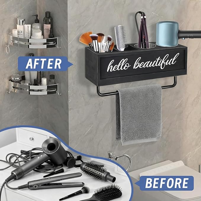 Hair Dryer Holder Wall Mounted, Hair Tools and Styling Organizer - Image 5
