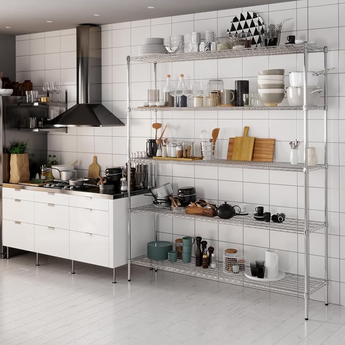 18" Deep x 72" Wide x 86" Height Wire Shelving Kit | 5-Tier | NSF Commercial - Image 8