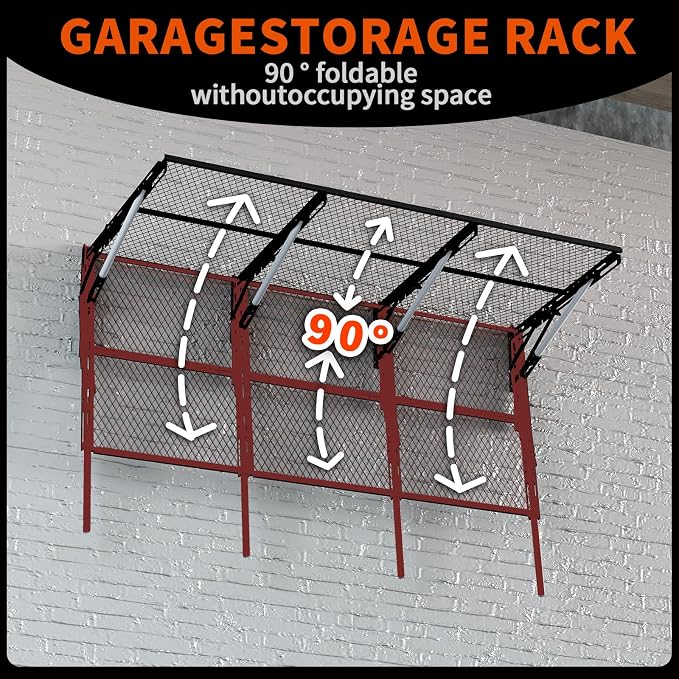 Heavy Duty Foldable Garage Storage Shelves Wall Mounted Metal Rack Unit - Image 4