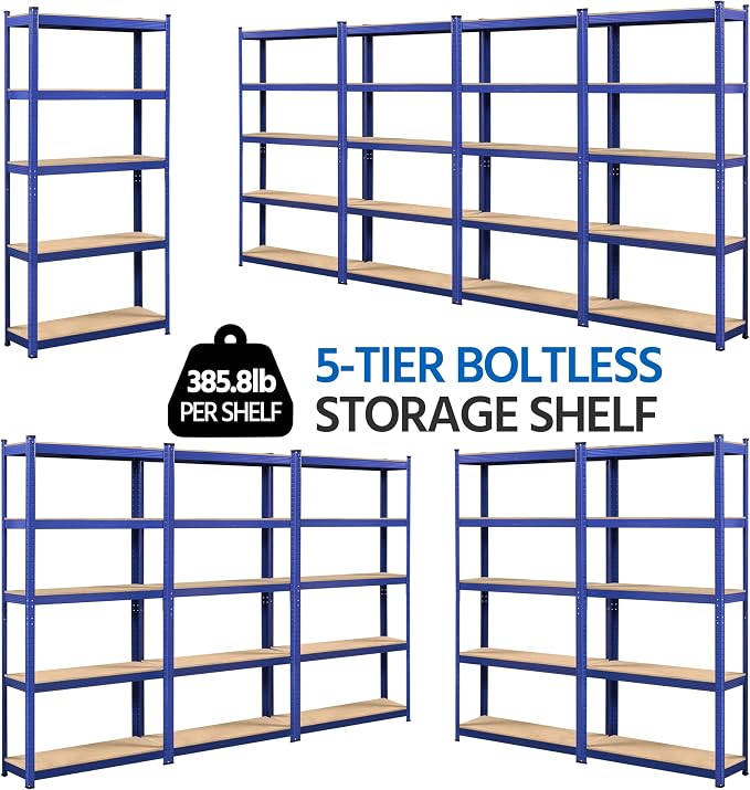 Topeakmart 5-Tier Utility Shelves, Metal Adjustable Garage Shelves Storage - Image 9