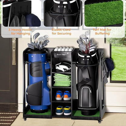 Wooden Golf Storage Organizer for Garage, Premium Golf Bag Holder Rack for - Image 6