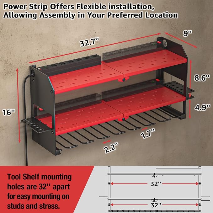 YYR Power Tool Organizer with Charging Station Wall Mount, Cordless Drill and - Image 6