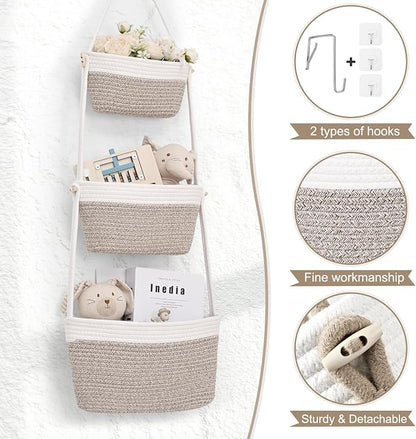 Hanging Basket, 3-Tier Woven Wall Basket - Image 5