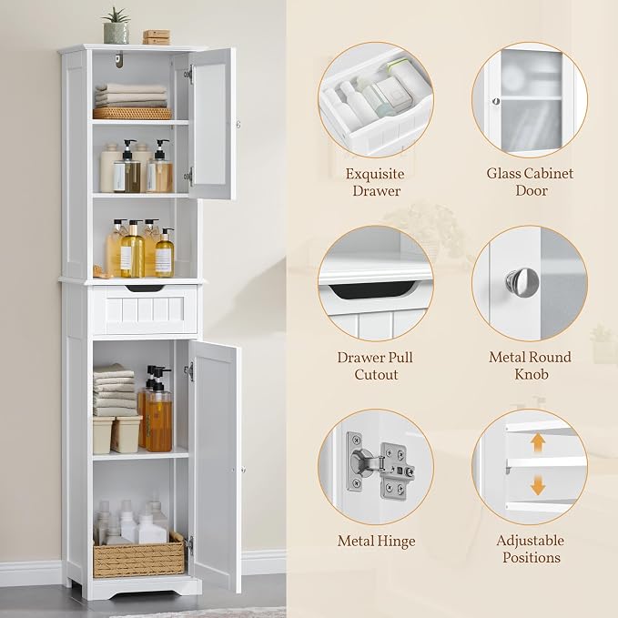 Yaheetech Tall Slim Bathroom Storage Cabinet - Image 5
