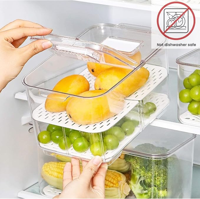 vacane Produce Saver with Folding Lids, 2 Piece Fruit Vegetable Storage - Image 6