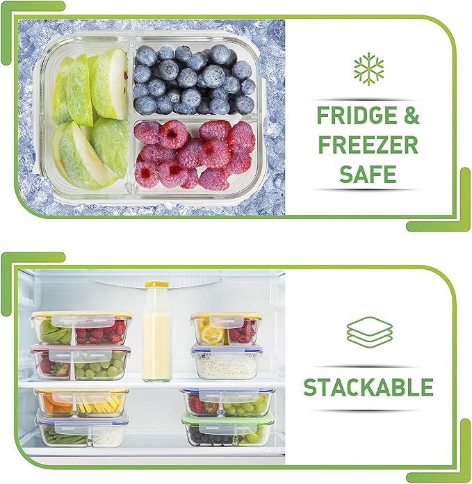 PrepNaturals 4 Pack 34 Oz Glass Meal Prep Containers - Image 9