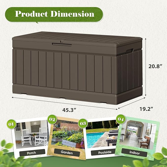 Flamaker Outdoor Storage Box 80 Gallon Resin Waterproof Deck Box Delivery Box - Image 4