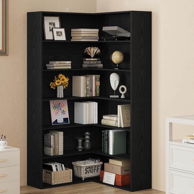 ANCTOR Corner Bookshelf, 6 Tiers Corner Bookcases - Image 7