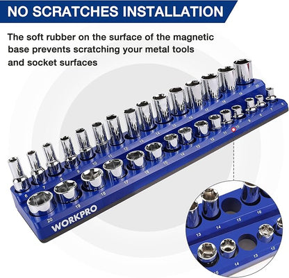 WORKPRO Magnetic Socket Organizer Set, 6-Piece Socket Holder Set Includes 1/4" - Image 4
