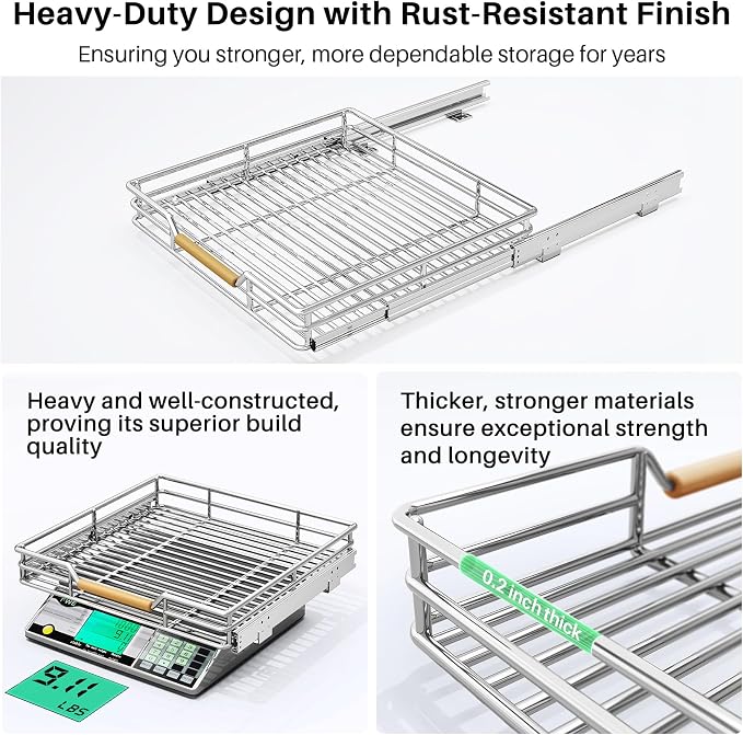 Pull out Cabinet Organizer, Heavy Duty Smooth Sliding Under Cabinet Shelves - Image 5