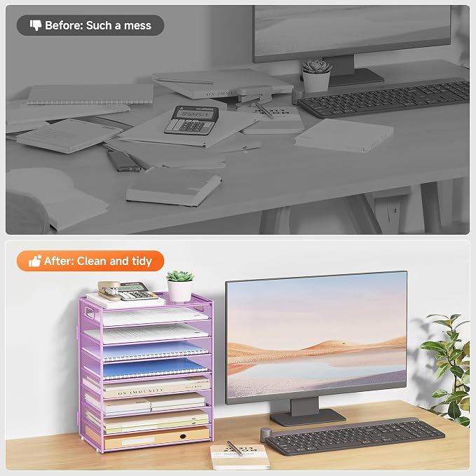 SUBEKYU 9 Tier Paper Letter Tray Desk Organizer - Image 7