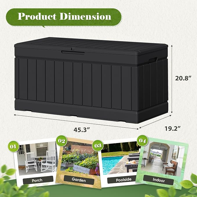 Flamaker Outdoor Storage Box 80 Gallon Resin Waterproof Deck Box Delivery Box - Image 4