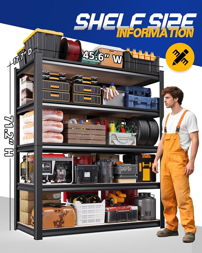 Set of 3 Garage Shelving Heavy Duty, 5-Tier Storage Shelves, Home Storage Rack - Image 3