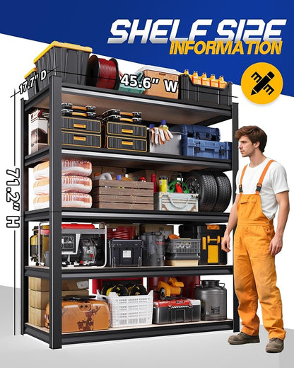 Set of 3 Garage Shelving Heavy Duty, 5-Tier Storage Shelves, Home Storage Rack - Image 3