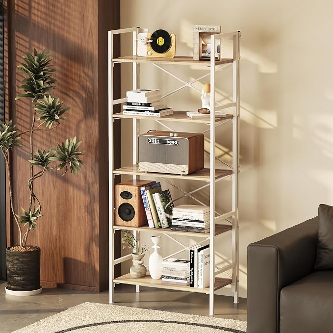 Folding Bookshelf, 5 Tier Bookcase Foldable Shelf - Image 4