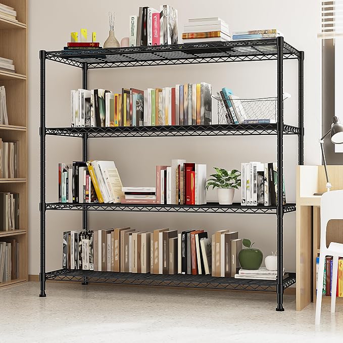 45 "W Metal Shelving Unit 4 Tier Storage Shelves Adjustable Wire Shelving Metal - Image 8