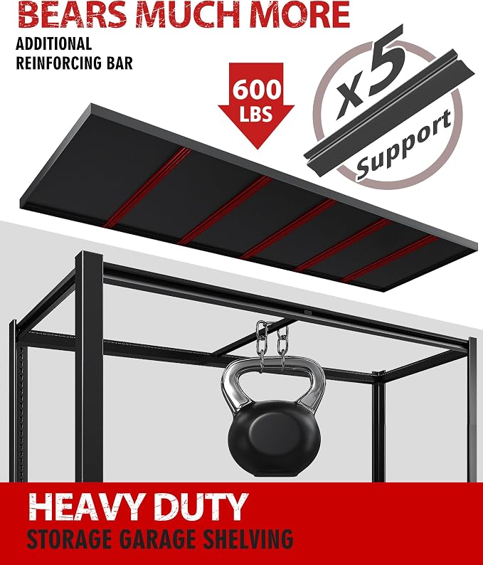 REIBII 78" H Storage Shelves, Garage Shelving Heavy Duty Load 3000LBS, - Image 9