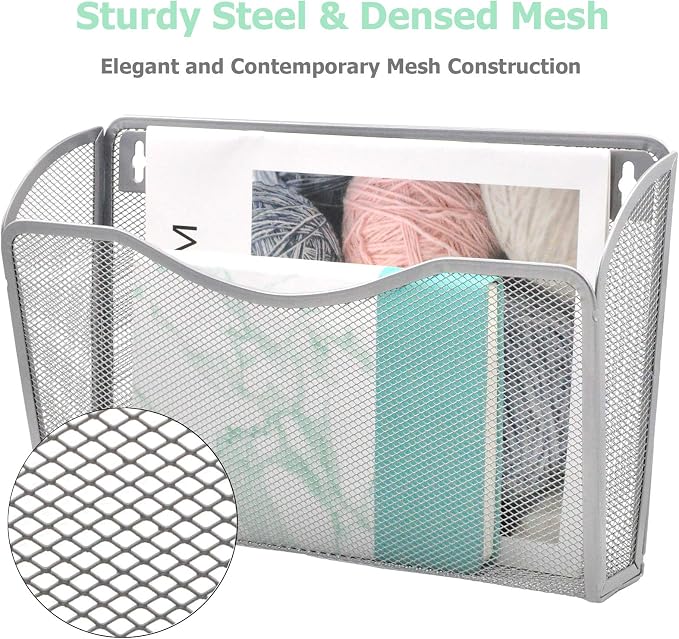 EASEPRES 3 Single Pocket Mesh Hanging File Organizer, Vertical Wall Mounted - Image 4