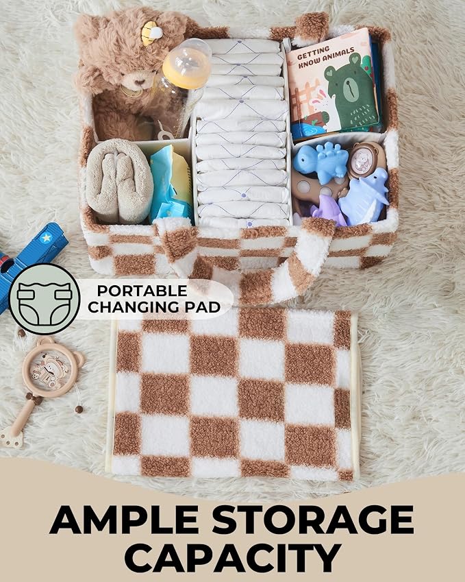 Checkered Diaper Caddy Organizer - Image 4