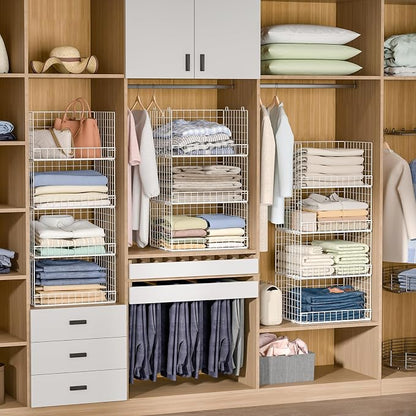 4-Tier Stackable Closet Organizers and Storage Basket, Foldable Closet Shelf - Image 5