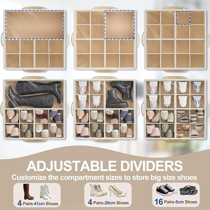 Large Shoe Organizer for Closet, 16 Pairs Shoe Storage Box - Image 5