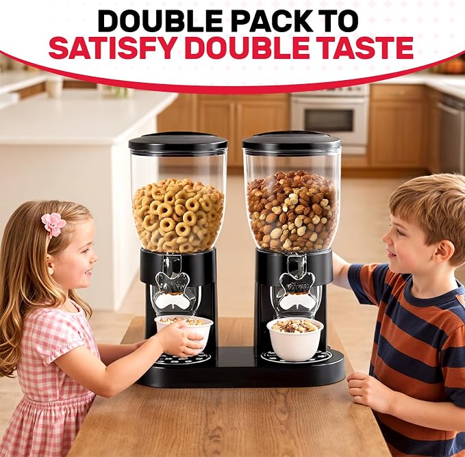 Dual-Control Cereal Dispenser Countertop, 2 Pack 2L Cereal Containers Storage - Image 5