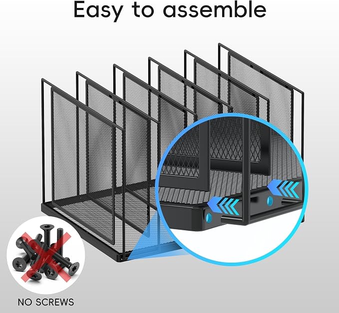 File Organizer for Desk, 5-Section Vertical File Sorter, Paper Holder Organizer - Image 4