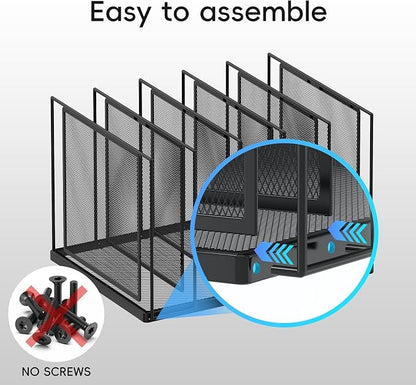 File Organizer for Desk, 5-Section Vertical File Sorter, Paper Holder Organizer - Image 4
