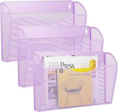 3 Single Pocket Wall File Holder, Mesh Hanging File Folder Paper Organizer by GDINDINFAN