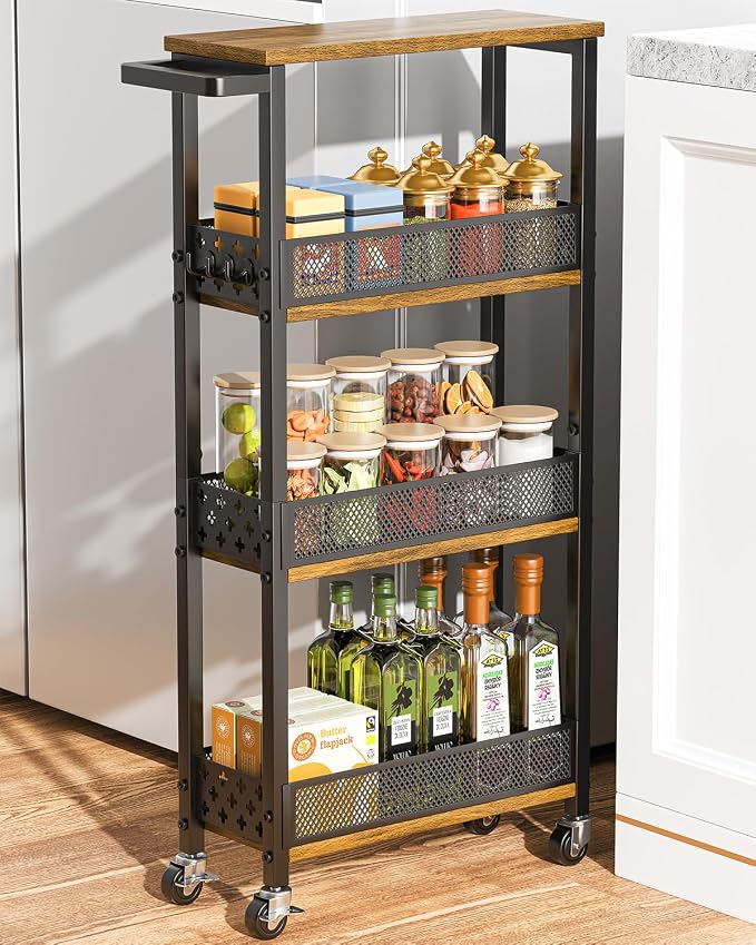 Giwil 4-Tier Slim Rolling Storage Cart by Giwil
