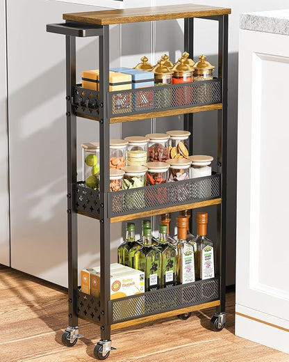 Giwil 4-Tier Slim Rolling Storage Cart by Giwil