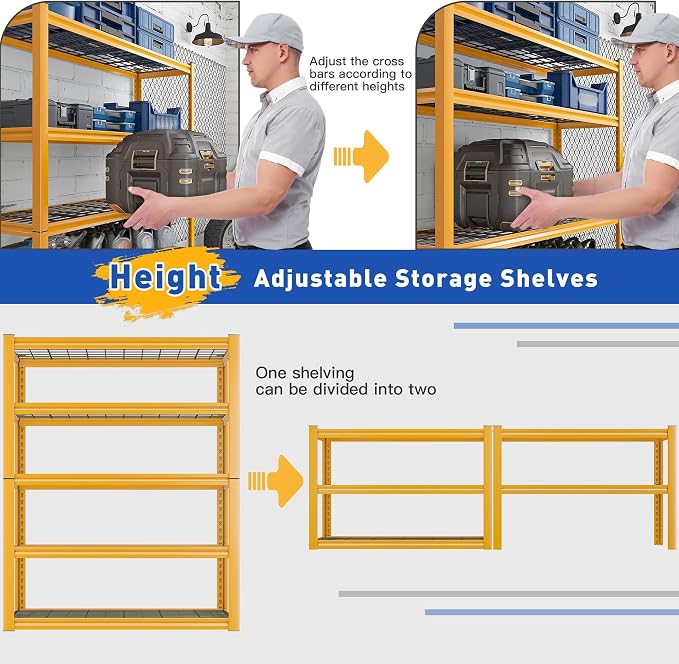 REIBII Storage Shelves 40''W Garage Shelving Heavy Duty Metal Shelving 2000LBS - Image 7