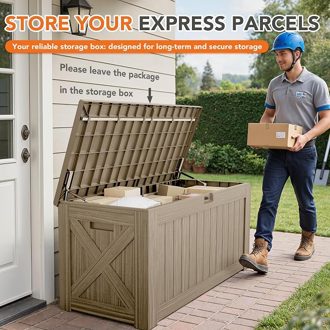 130 Gallon Deck Box Outdoor Indoor Waterproof Storage Box - Image 7