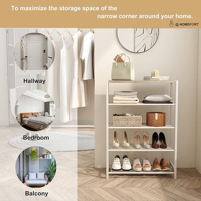 HOMEFORT 5-Tier Shoe Rack, Storage Shelf, Industrial Tower, Narrow Organizer - Image 8