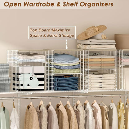 4-Tier Stackable Closet Organizers and Storage, Adjustable Dividers & Wood Top - Image 5