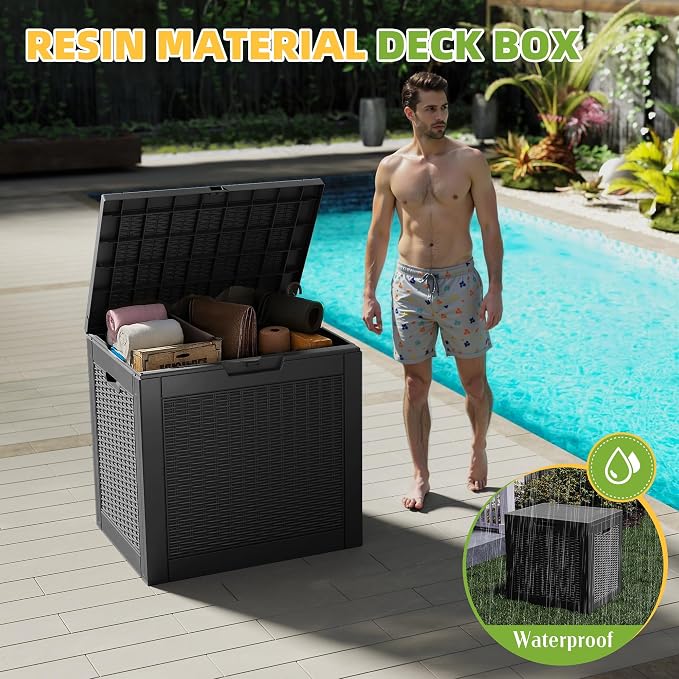 30 Gallon Waterproof Resin Deck Box, UV Resistant Outdoor Storage - Image 3