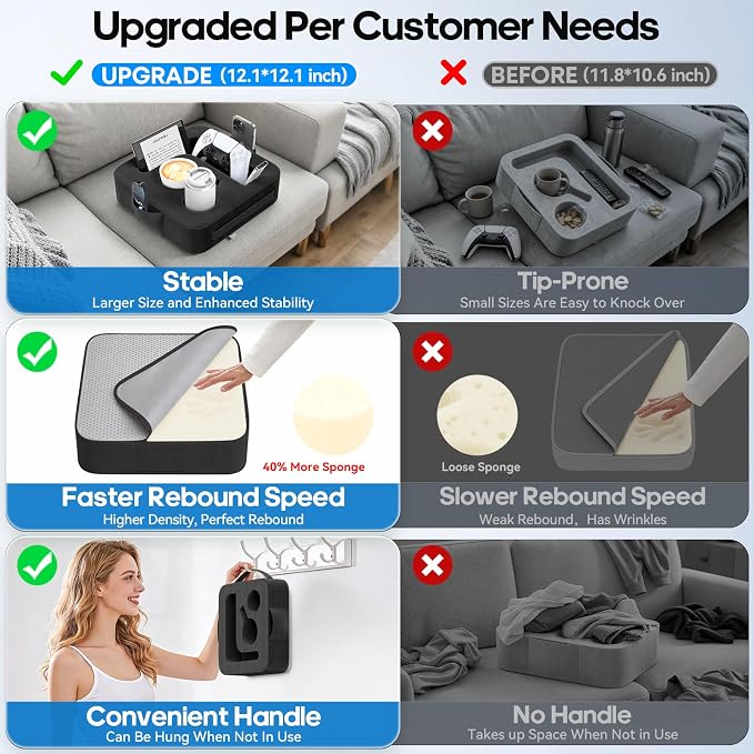 Couch Cup Holder Pillow, Sofa and Bed Organizer Caddy - Image 4